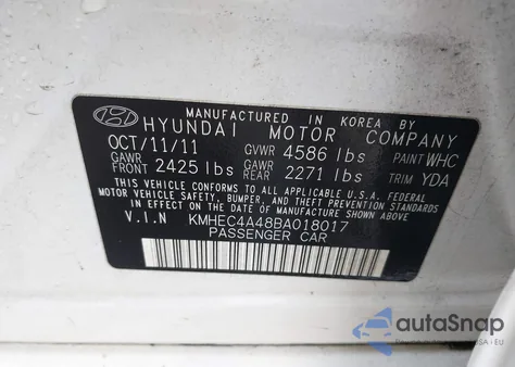 2011 Hyundai Sonata Hybrid из США, поврежденный, VIN KMHEC4A48BA018017